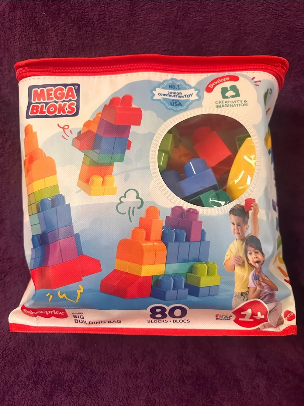 80-Piece Rainbow Building Block Bag - Multi-Color